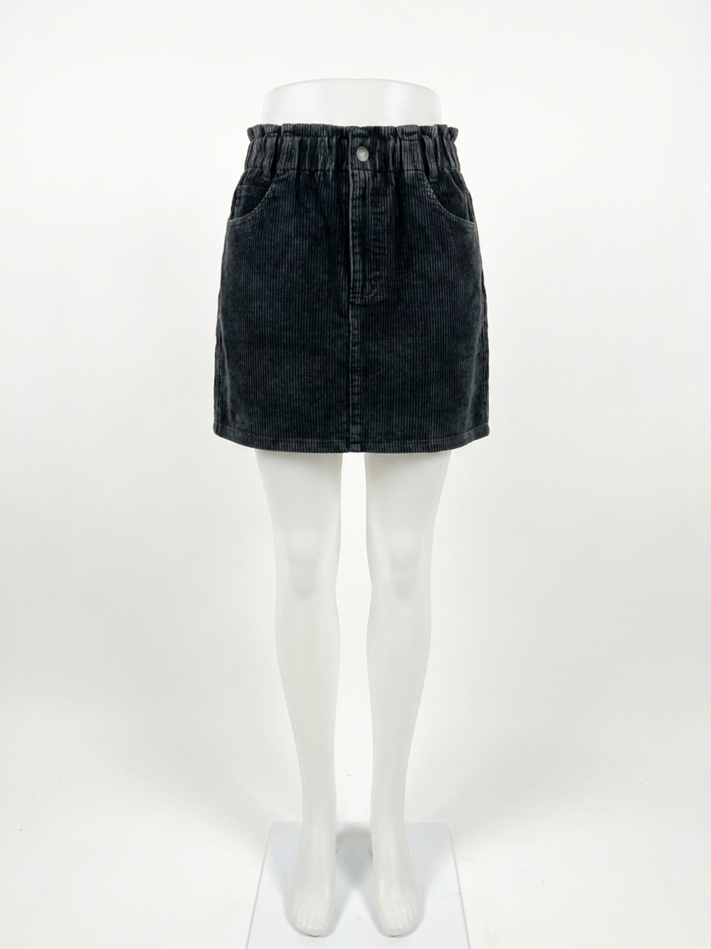 NEW SHE + SKY corduroy paper bag skirt in black